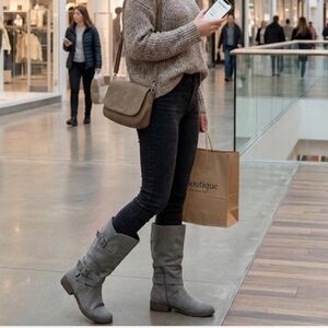 Maurices Gray Heeled Boots